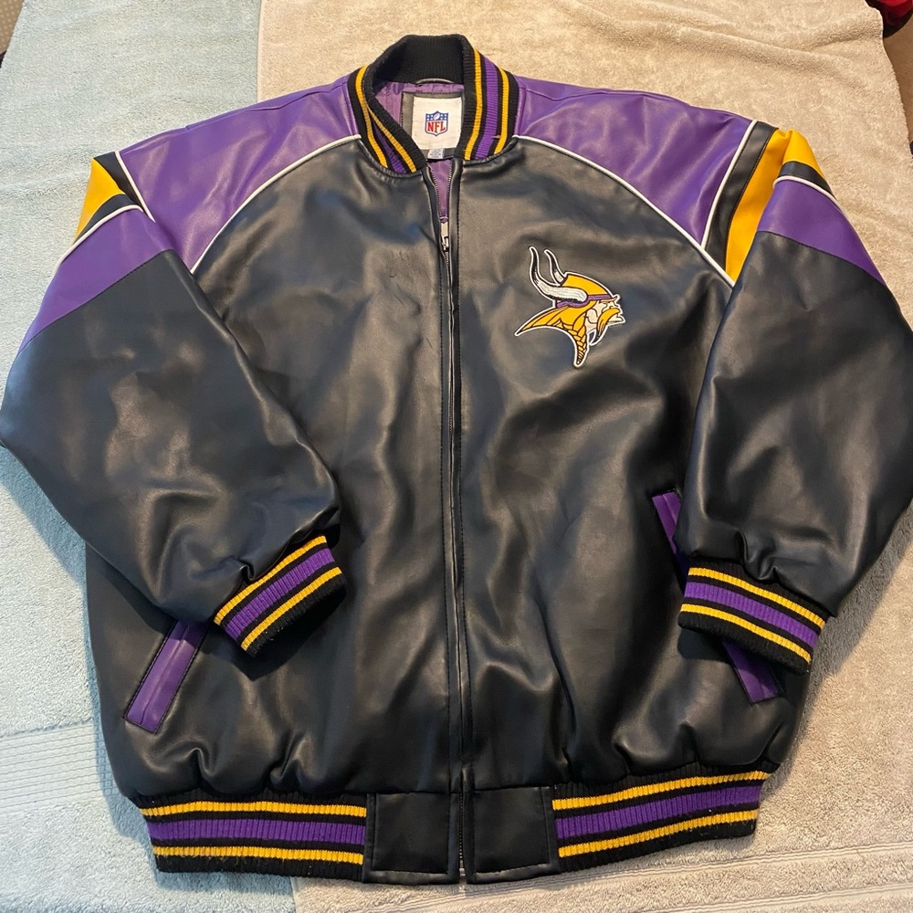 Vintage Minnesota Vikings NFL G3 zip up bomber jacket Size Large Rare Collectors